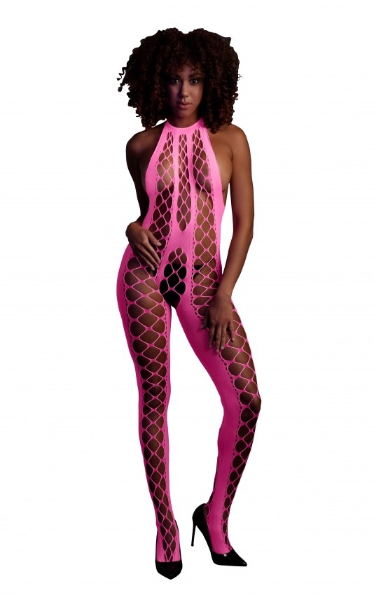 Rosa Bodystocking med halterneck