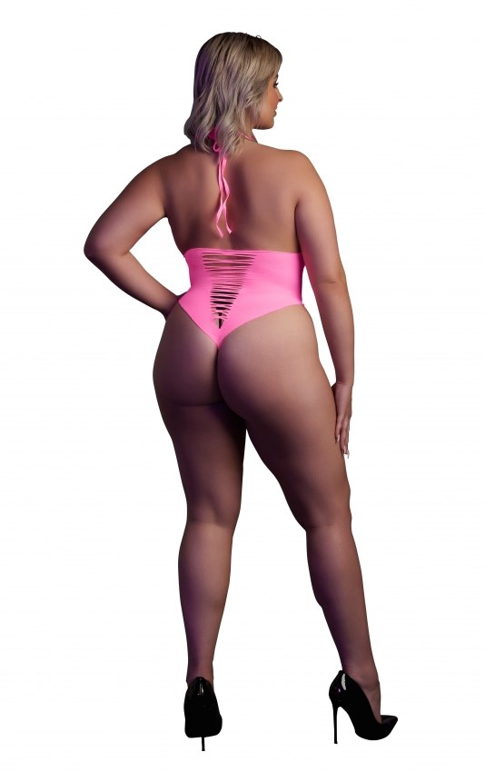 Rosa Body med öppen gren plus size