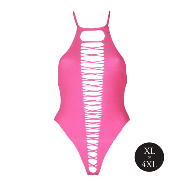 Rosa Body med öppen gren plus size