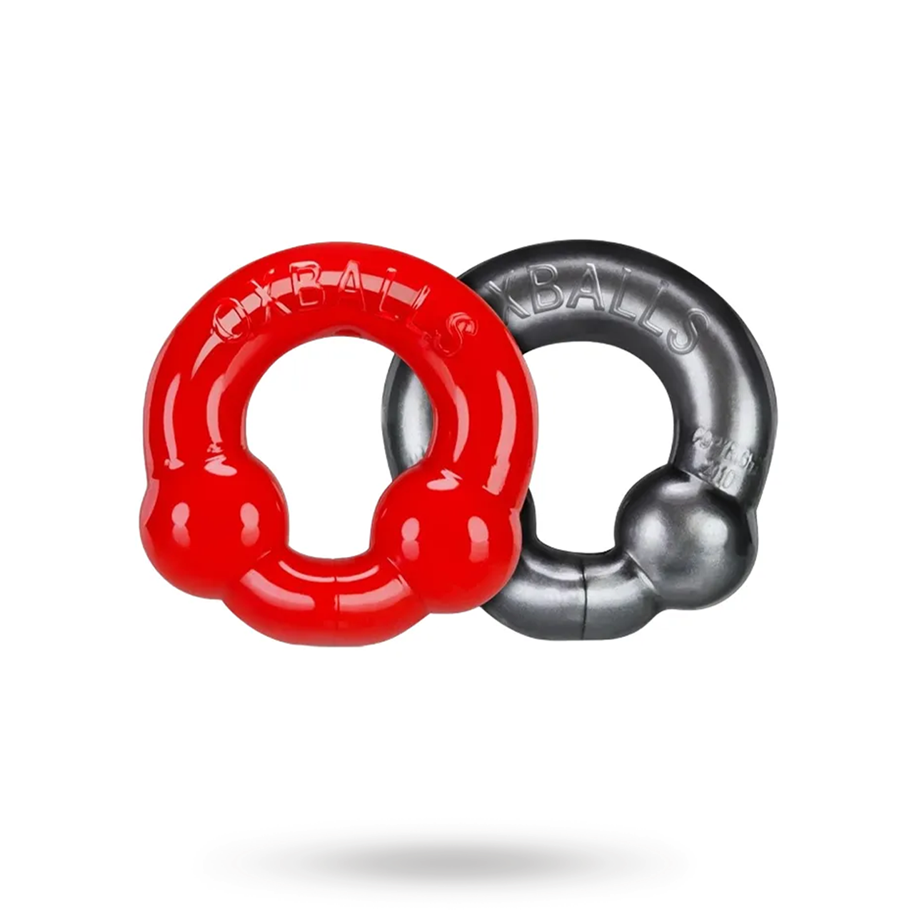 Ultraballs Cock Rings Silver Steel & Red
