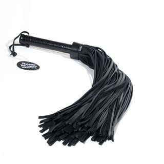 Flogger With Leather Handle & Stripes Black