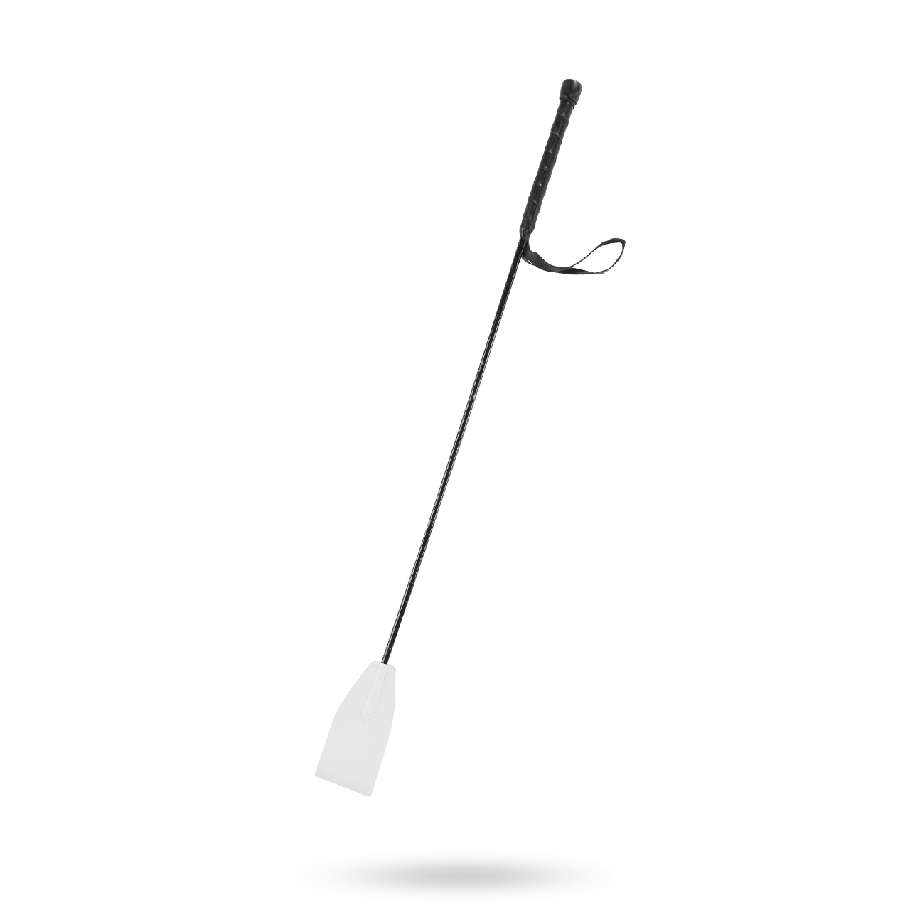 & Let it Sting - White Leather Riding Crop