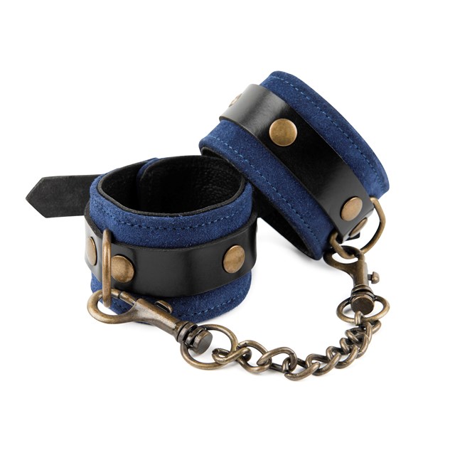 & Restrain Me - Luxury Blue Suede Wrist Cuffs