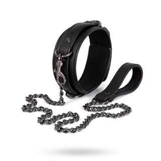 Dark Desire - Svart Halsband Med Koppel