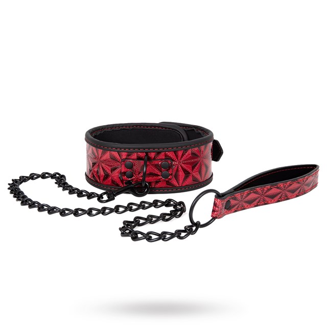 Diabolique Dark Red - Halsband Med Koppel