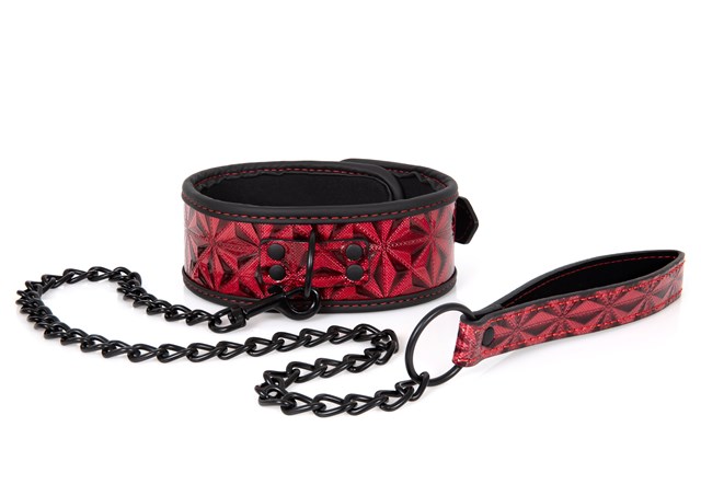 Diabolique Dark Red - Halsband Med Koppel