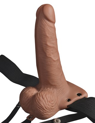 Rechargeable 15.5cm Hollow Strap-on - Tan