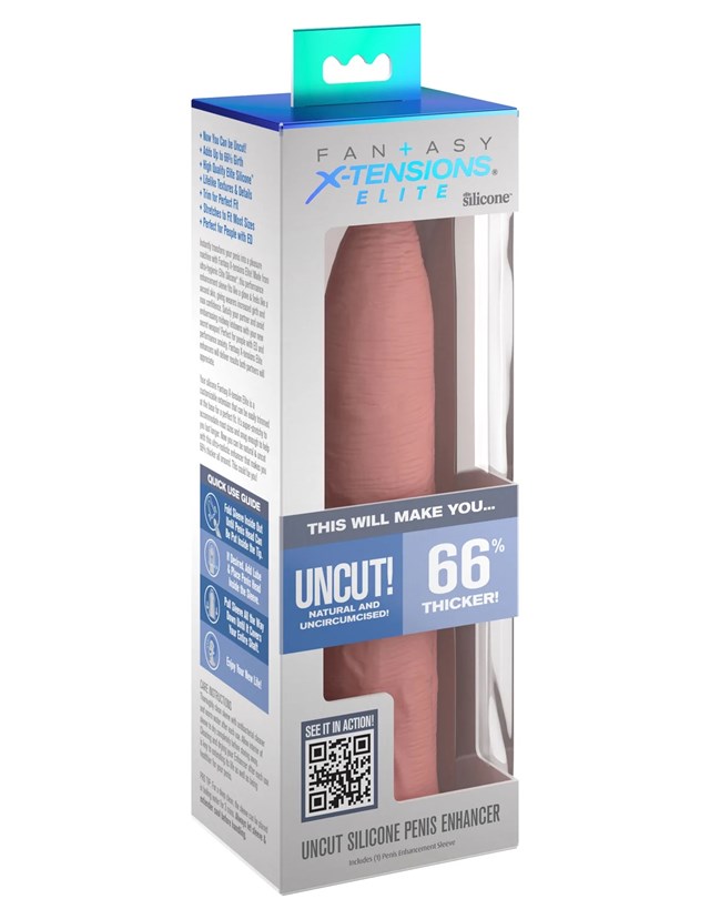 Uncut Silicone Penis Enhancer - Light