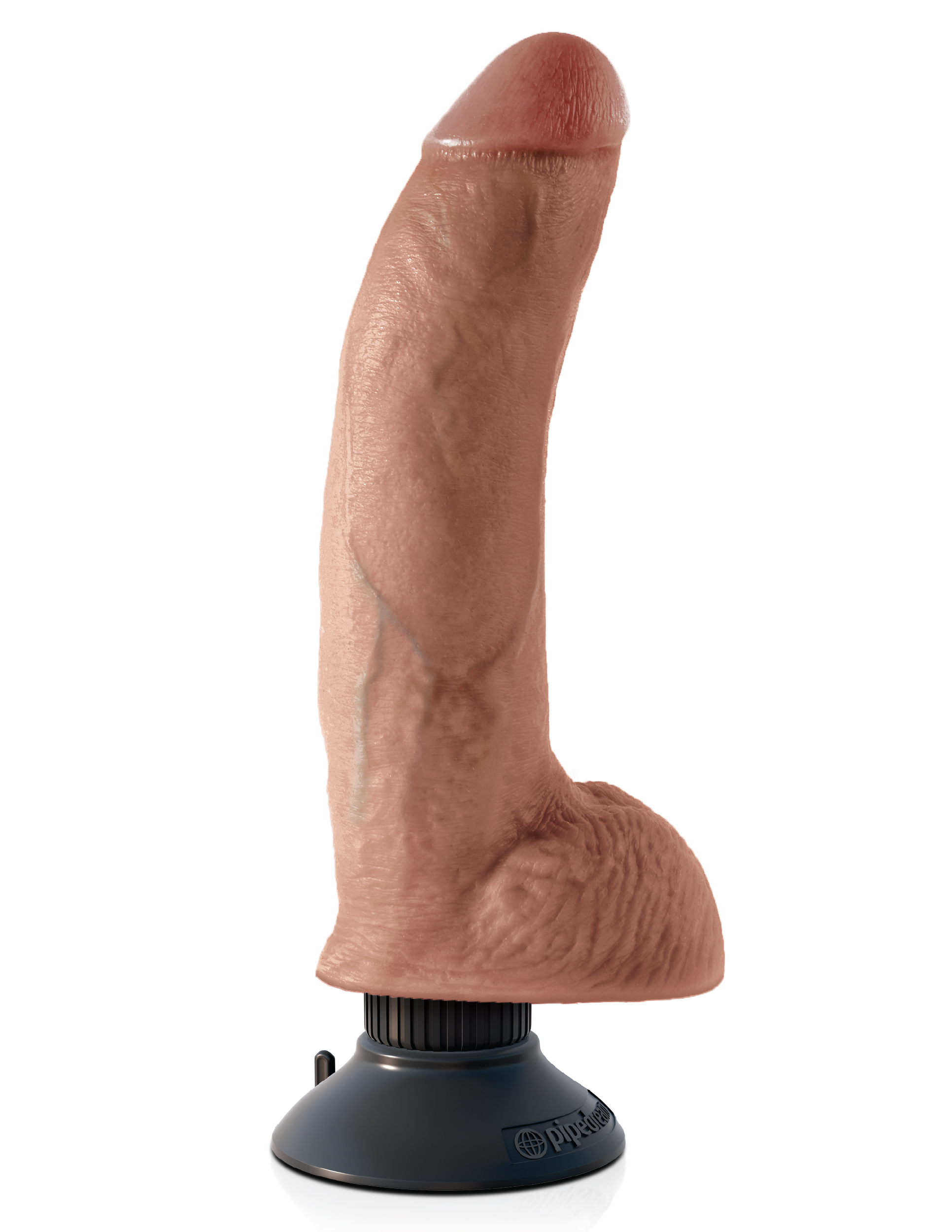 Vibrerande Dildo med Pung 27 cm - Solbränd