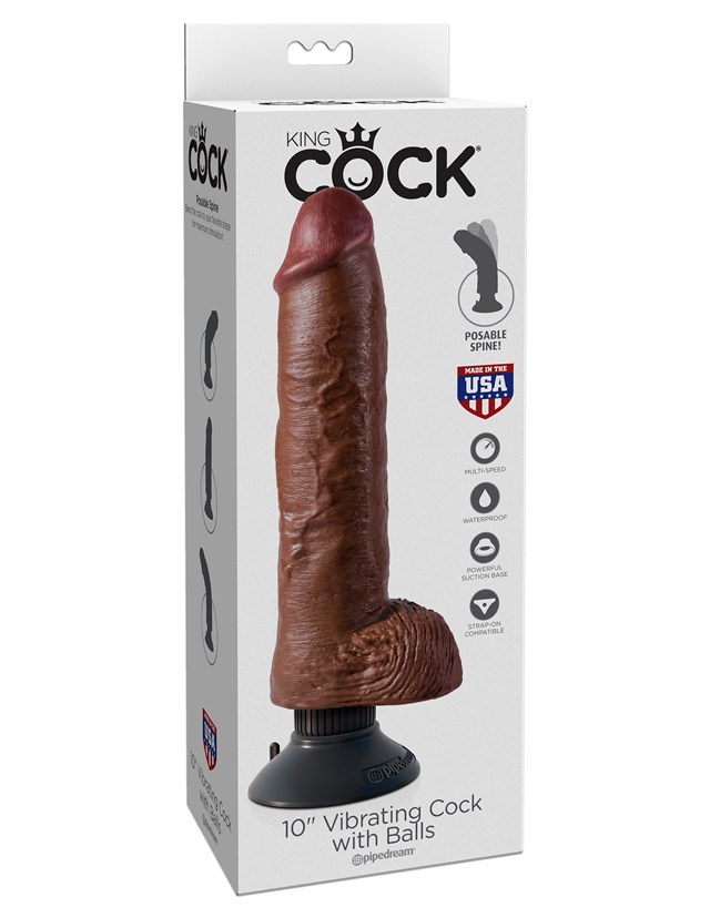 Vibrerande Dildo med Pung 20 cm - Brun