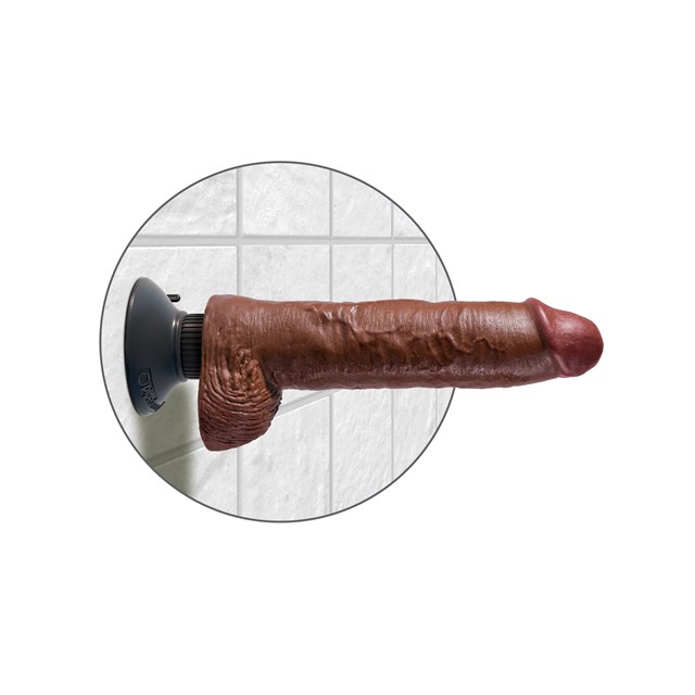 King Cock Vibrating with Balls 25.4cm - Brown