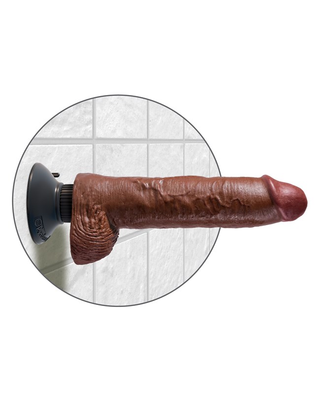 Vibrerande Dildo med Pung 20 cm - Brun