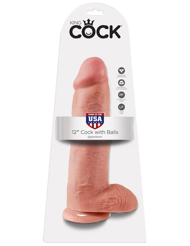 Dildo med Pung 32 cm - Ljus hudfärg