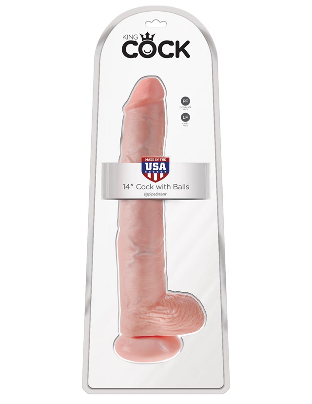 Dildo med Pung 38 cm - Ljus hudfärg