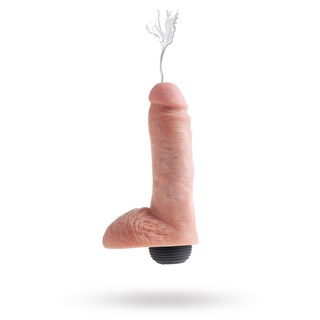 Sprutande Dildo Med Pung 20 Cm - Ljus Hudfärg