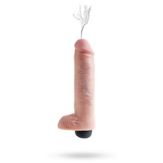 Sprutande Dildo Med Pung 25 Cm - Naturligt Ljus