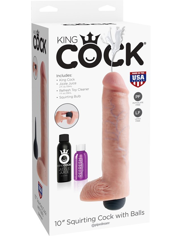 Sprutande Dildo med pung 25 cm - Naturligt Ljus