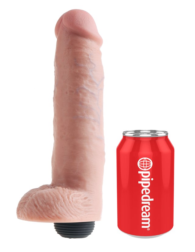 Sprutande Dildo med pung 25 cm - Naturligt Ljus