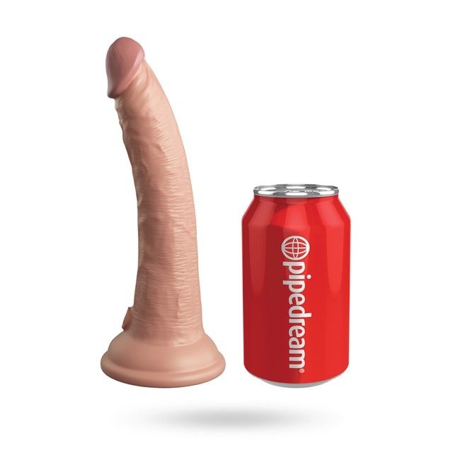 King Cock Elite 18CM Vibrating Silicone Dual Density Cock with Remote - Light