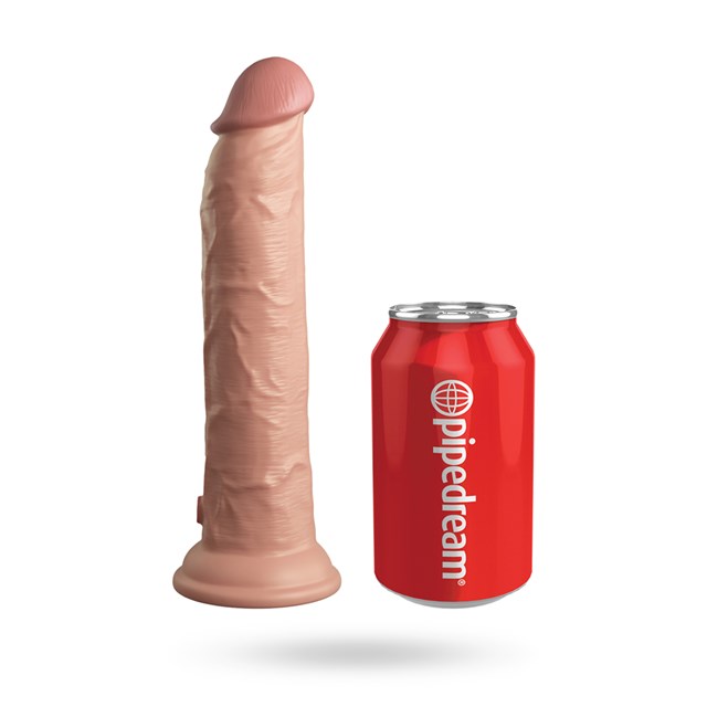 King Cock Elite 23CM Vibrating Silicone Dual Density Cock with Remote - Light