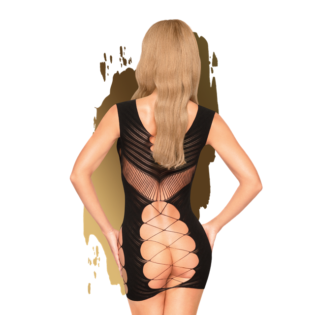 Flame On The Rock - Mini Dress with Criss Criss Details - Black