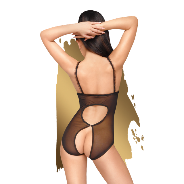 Turned On - Cupless Playsuit with Bow Details - Black