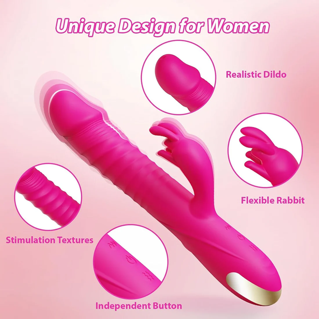Pink Vibrating & Deep Thrusting Rabbit Vibrator
