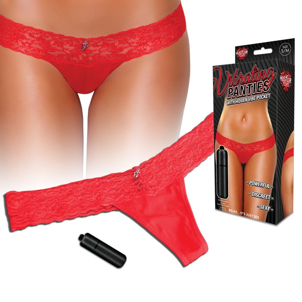 Vibrating Lace Thong - röd | SEXIGA KLÄDER - SEXIGA UNDERKLÄDER - Sexiga trosor - Vibrerande Trosor | Intimast