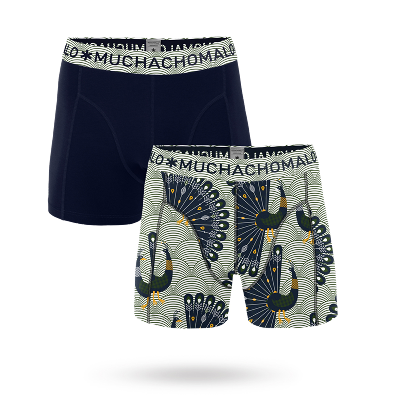 Proud As A Peacock Print/Solid - 2-pack Boxershorts