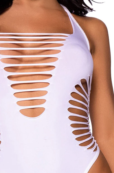 Racer Back Thong Bodysuit White