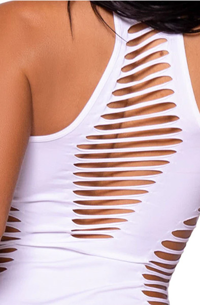 Racer Back Thong Bodysuit White
