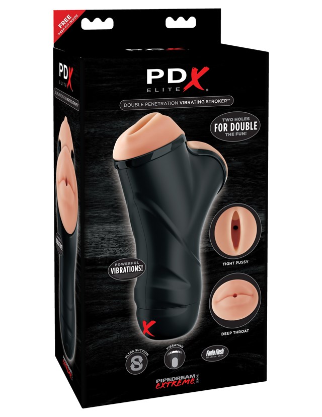 PDX Elite Double Penetration Vibrating Stroker