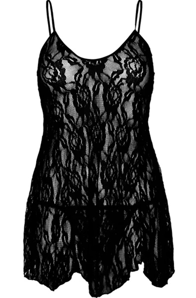 Rose Lace Flair Chemise Black