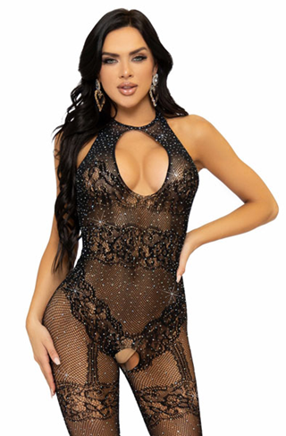 Seamless Fishnet Bodystocking Black