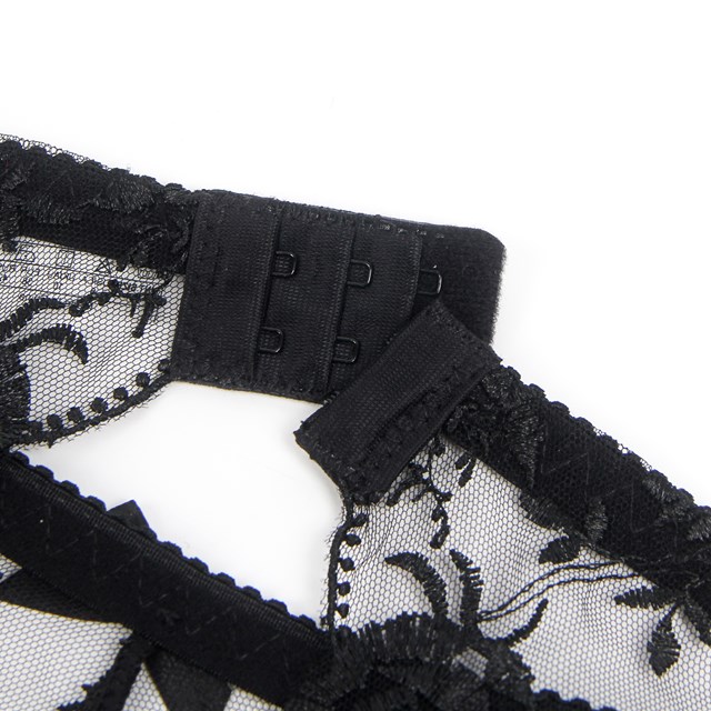 Sexy Embroidery Lace Garter Panty Black