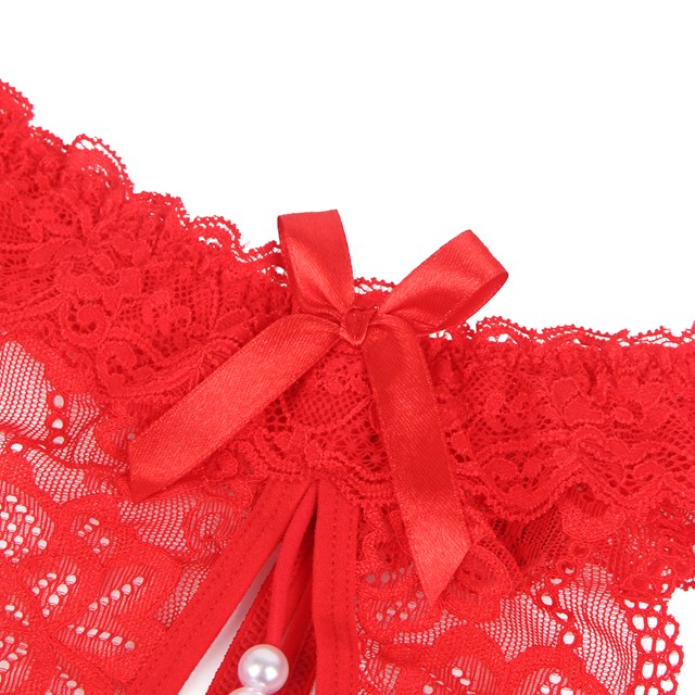 Sexy Lace Pearl Panty Red