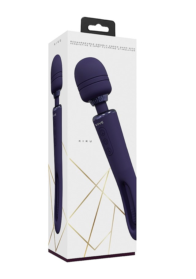 Kiku - Rechargeable Double Ended Wand with Innovative G-Spot Flapping Stimulator - Lila