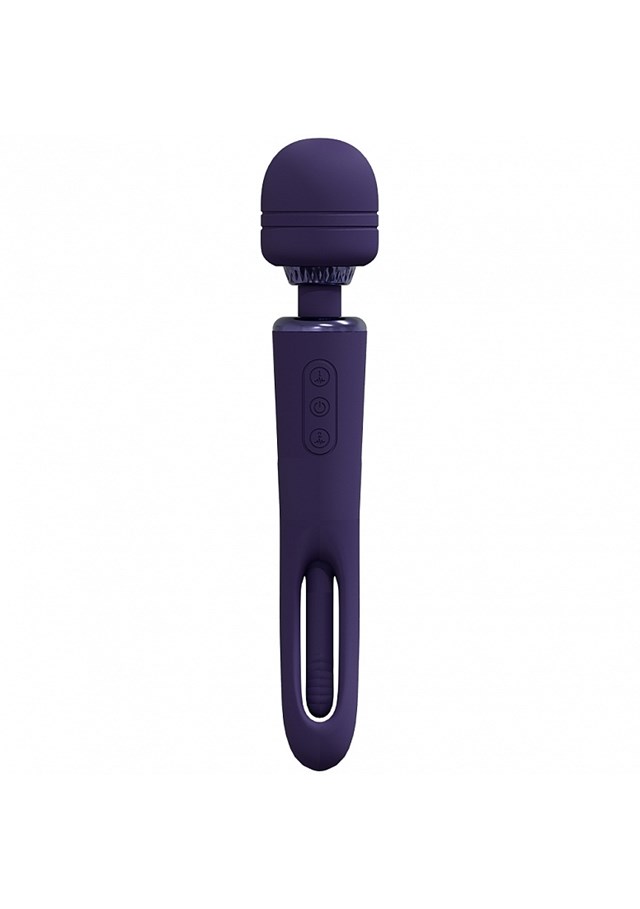 Kiku - Rechargeable Double Ended Wand with Innovative G-Spot Flapping Stimulator - Lila