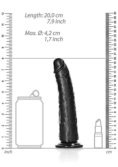 Realrock - Slim Realistic Dildo with Suction Cup - 7''/ 18 cm