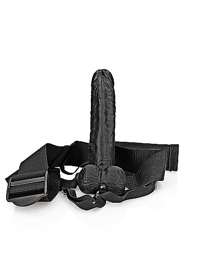 Hollow Strap-on with Balls 18 cm - Svart