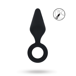 Silicone Anal Plug With Loop - M - Black
