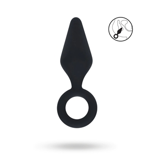 Silicone Anal Plug With Loop - S - Black