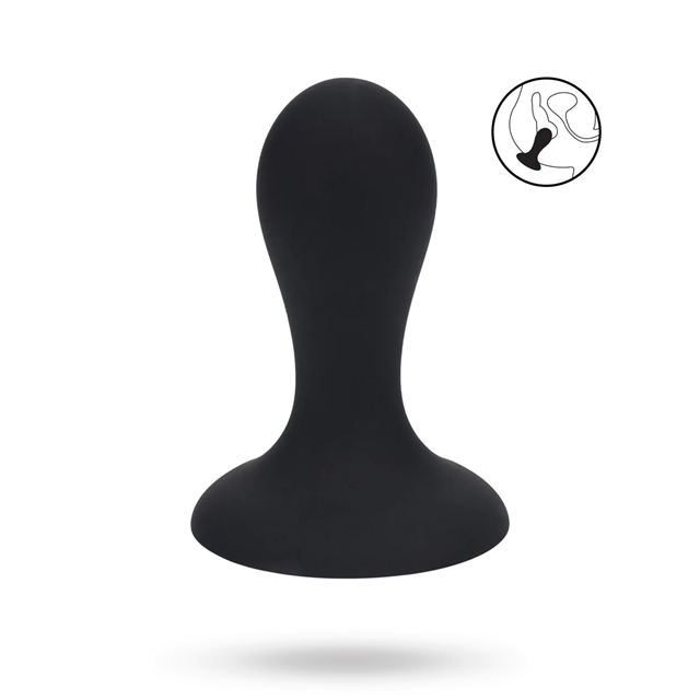 Single Rattle Liquid Silicone Anal Plug - S - Black