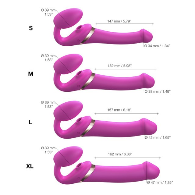 MULTI ORGASM BENDABLE STRAP-ON - M - FUCHSIA