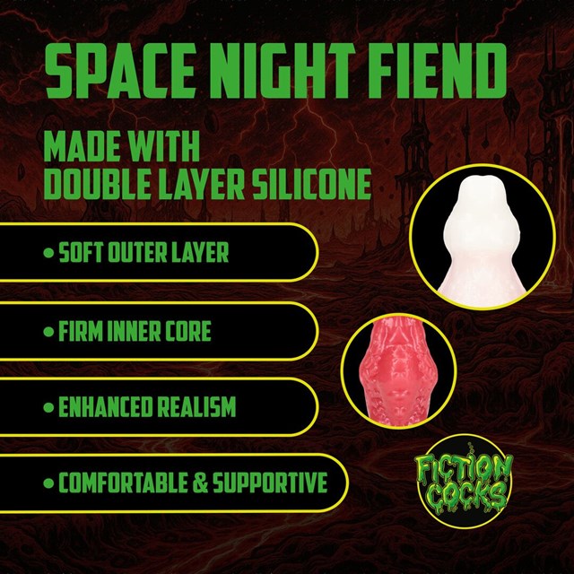 Space Night Fiend Silicone Dildo - Red/White