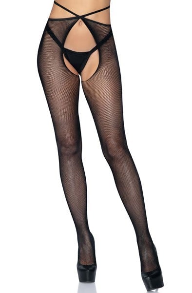 Strappy Crotchless Tights