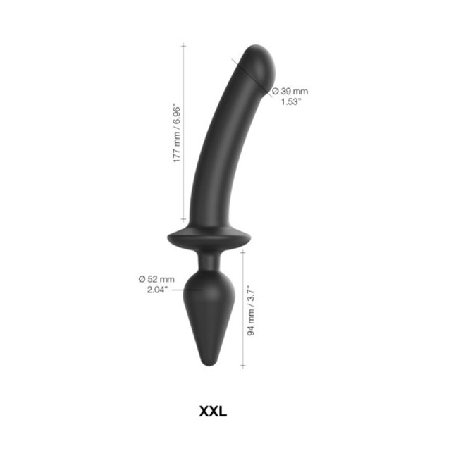 SWITCH PLUG-IN SEMI-REALISTIC DILDO BLACK - XXL