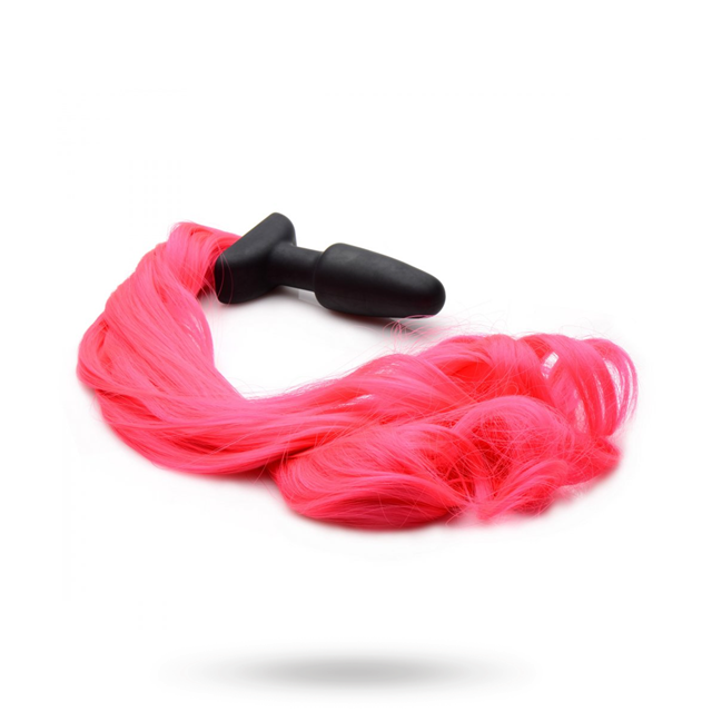 Hot Pink Pony Tail Anal Plug Medium