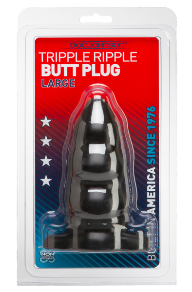 The Classics Triple Ripple Butt Plug Large Black