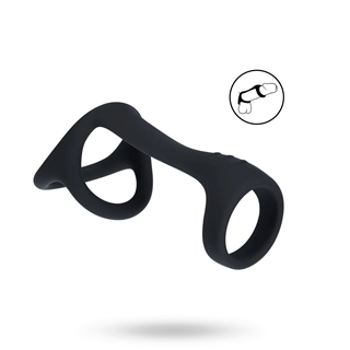 Tri O Silicone Shaft Cock And Ball Ring - Black